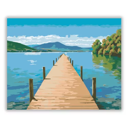 Nyugodt tóparti stég - számfestő készlet - Számfestő.hu - 60×70cm - Keret nélkül