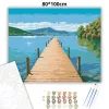 Nyugodt tóparti stég - számfestő készlet - Számfestő.hu - 80×100cm - Keretre feszítve