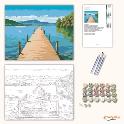 Nyugodt tóparti stég - számfestő készlet - Számfestő.hu - 80×100cm - Keret nélkül