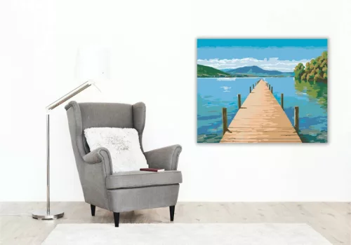 Nyugodt tóparti stég - számfestő készlet - Számfestő.hu - 40×50cm - Keretre feszítve