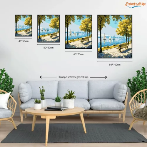 Békés tóparti sétány - számfestő készlet - Számfestő.hu - 60×70cm - Keretre feszítve