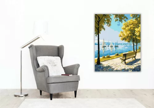 Békés tóparti sétány - számfestő készlet - Számfestő.hu - 40×50cm - Keret nélkül