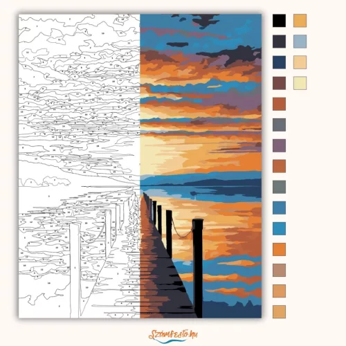 Aranyló stég csendje - számfestő készlet - Számfestő.hu - 50×60cm - Keret nélkül