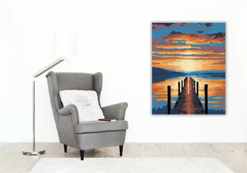 Aranyló stég csendje - számfestő készlet - Számfestő.hu - 50×60cm - Keret nélkül
