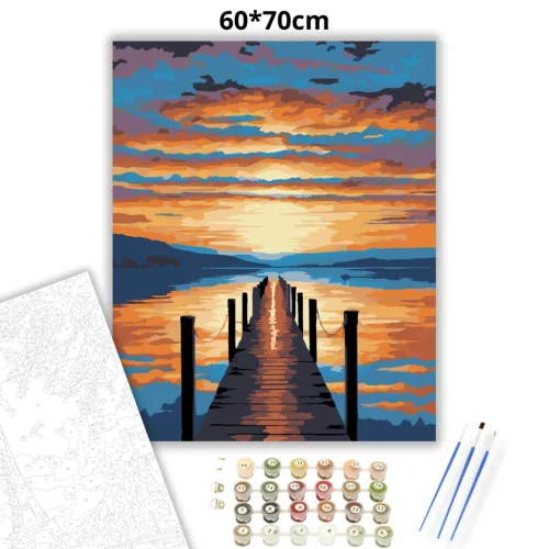 Aranyló stég csendje - számfestő készlet - Számfestő.hu - 60×70cm - Keretre feszítve