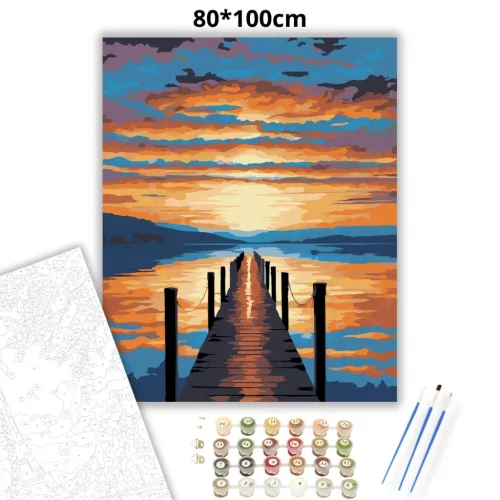 Aranyló stég csendje - számfestő készlet - Számfestő.hu - 80×100cm - Keret nélkül