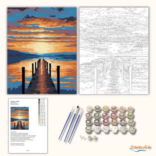 Aranyló stég csendje - számfestő készlet - Számfestő.hu - 80×100cm - Keret nélkül