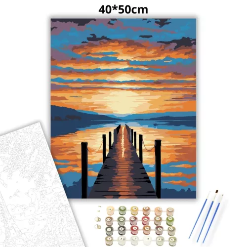 Aranyló stég csendje - számfestő készlet - Számfestő.hu - 40×50cm - Keretre feszítve