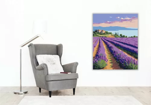 Balatoni levendulasorok - számfestő készlet - Számfestő.hu - 50×60cm - Keret nélkül