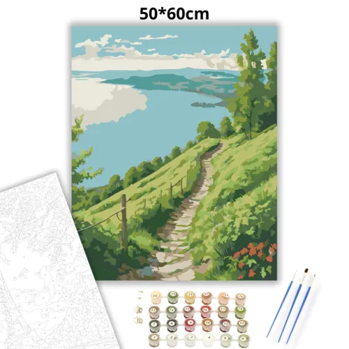 Nyugalmas domboldal - számfestő készlet - Számfestő.hu - 50×60cm - Keretre feszítve