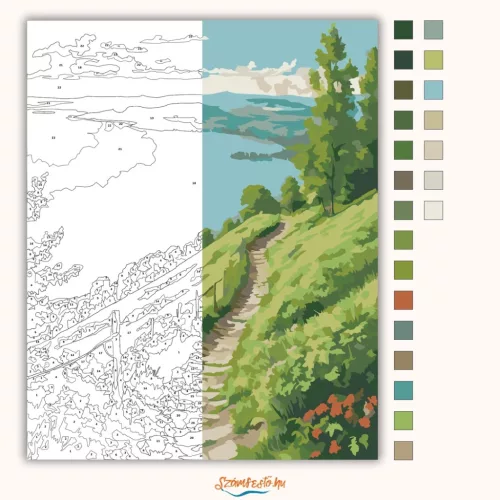 Nyugalmas domboldal - számfestő készlet - Számfestő.hu - 50×60cm - Keretre feszítve