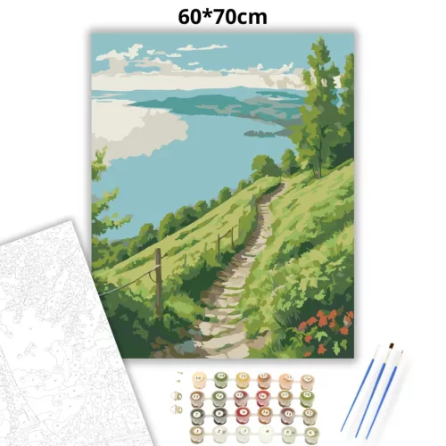 Nyugalmas domboldal - számfestő készlet - Számfestő.hu - 60×70cm - Keretre feszítve