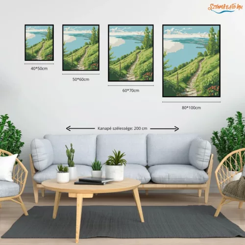 Nyugalmas domboldal - számfestő készlet - Számfestő.hu - 60×70cm - Keretre feszítve