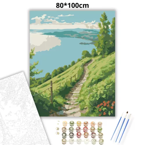 Nyugalmas domboldal - számfestő készlet - Számfestő.hu - 80×100cm - Keret nélkül