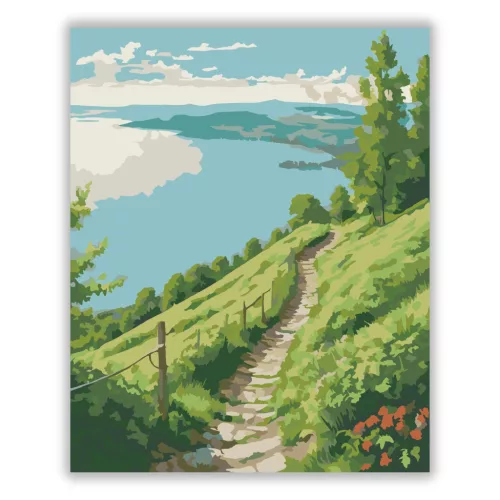 Nyugalmas domboldal - számfestő készlet - Számfestő.hu - 80×100cm - Keretre feszítve