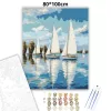 Nyári vitorlások tükörképe - számfestő készlet - Számfestő.hu - 80×100cm - Keret nélkül