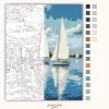 Nyári vitorlások tükörképe - számfestő készlet - Számfestő.hu - 80×100cm - Keret nélkül