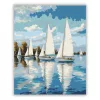 Nyári vitorlások tükörképe - számfestő készlet - Számfestő.hu - 40×50cm - Keretre feszítve