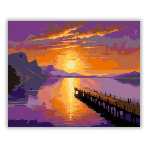 Bíbor alkonyi stég - számfestő készlet - Számfestő.hu - 40×50cm - Keret nélkül