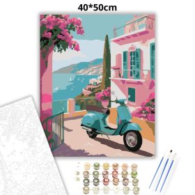 Robogó a teraszon - számfestő készlet - Számfestő.hu - 40×50cm - Keret nélkül