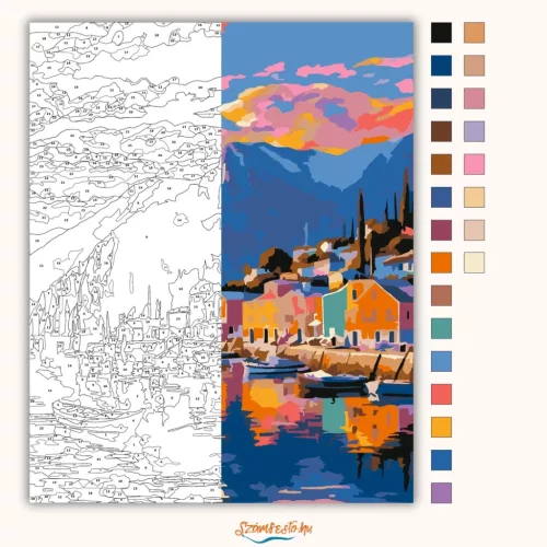 Vízparti tükröződés - számfestő készlet - Számfestő.hu - 50×60cm - Keret nélkül