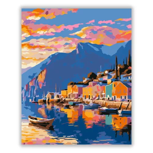 Vízparti tükröződés - számfestő készlet - Számfestő.hu - 50×60cm - Keret nélkül