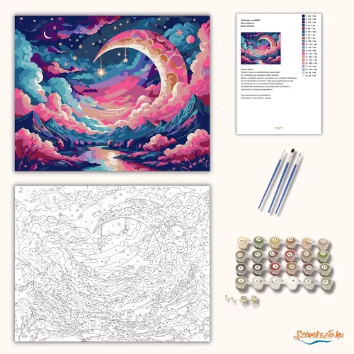 Mesés sarlóhold - számfestő készlet - Számfestő.hu - 50×60cm - Keret nélkül