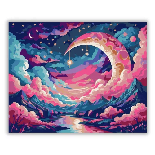 Mesés sarlóhold - számfestő készlet - Számfestő.hu - 50×60cm - Keret nélkül