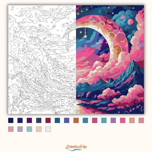 Mesés sarlóhold - számfestő készlet - Számfestő.hu - 60×70cm - Keret nélkül