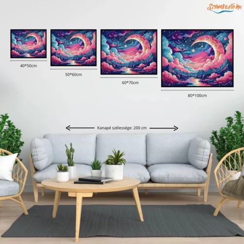 Mesés sarlóhold - számfestő készlet - Számfestő.hu - 80×100cm - Keretre feszítve