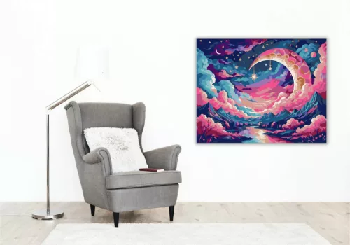 Mesés sarlóhold - számfestő készlet - Számfestő.hu - 40×50cm - Keretre feszítve