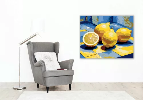 Napfényes citromok - számfestő készlet - Számfestő.hu - 60×70cm - Keret nélkül