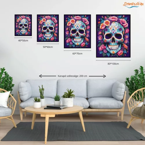 Vibráló virágkoszorú - számfestő készlet - Számfestő.hu - 40×50cm - Keretre feszítve
