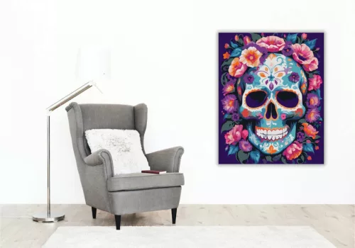 Vibráló virágkoszorú - számfestő készlet - Számfestő.hu - 40×50cm - Keret nélkül