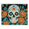 Díszes koponya rózsákkal - számfestő készlet - Számfestő.hu - 60×70cm - Keret nélkül