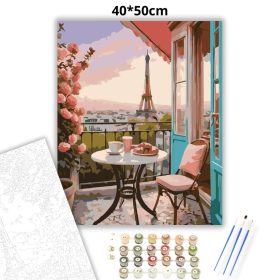 Békés párizsi terasz - számfestő készlet - Számfestő.hu - 40×50cm - Keret nélkül