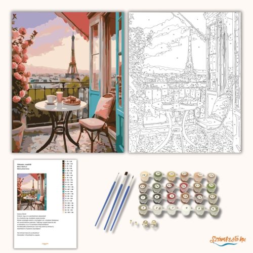 Békés párizsi terasz - számfestő készlet - Számfestő.hu - 40×50cm - Keret nélkül
