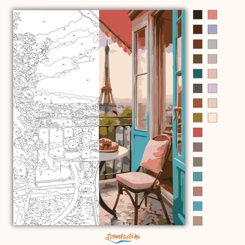 Békés párizsi terasz - számfestő készlet - Számfestő.hu - 40×50cm - Keret nélkül