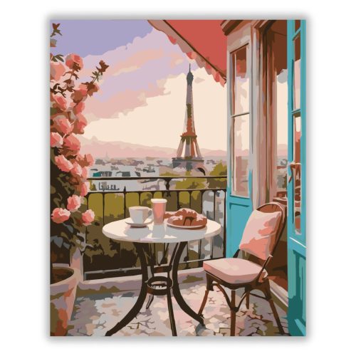 Békés párizsi terasz - számfestő készlet - Számfestő.hu - 40×50cm - Keret nélkül