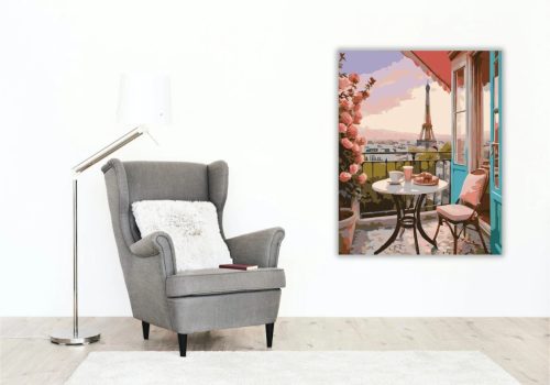 Békés párizsi terasz - számfestő készlet - Számfestő.hu - 40×50cm - Keret nélkül