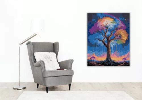 Mesés életfa - számfestő készlet - Számfestő.hu - 80×100cm - Keret nélkül