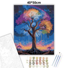 Mesés életfa - számfestő készlet - Számfestő.hu - 40×50cm - Keret nélkül