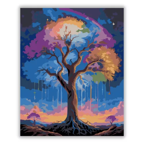 Mesés életfa - számfestő készlet - Számfestő.hu - 40×50cm - Keret nélkül