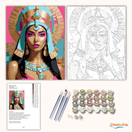 Fenséges fáraónő tekintete - számfestő készlet - Számfestő.hu - 50×60cm - Keretre feszítve