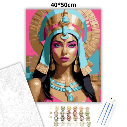 Fenséges fáraónő tekintete - számfestő készlet - Számfestő.hu - 40×50cm - Keretre feszítve