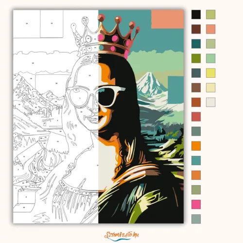 Mona Lisa királynő - számfestő készlet - Számfestő.hu - 50×60cm - Keretre feszítve