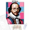 William Shakespeare szemüvegben - számfestő készlet - Számfestő.hu - 50×60cm - Keretre feszítve