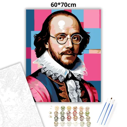 William Shakespeare szemüvegben - számfestő készlet - Számfestő.hu - 60×70cm - Keret nélkül