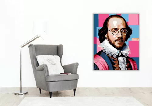 William Shakespeare szemüvegben - számfestő készlet - Számfestő.hu - 60×70cm - Keret nélkül