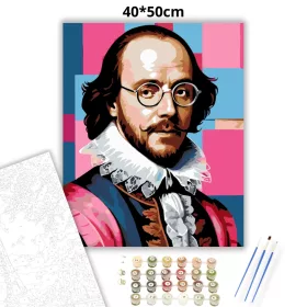 William Shakespeare szemüvegben - számfestő készlet - Számfestő.hu - 40×50cm - Keret nélkül